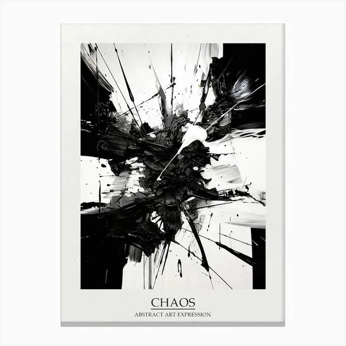 Chaos Abstract Black And White 7 Poster Canvas Print by Abstract Art Expressions