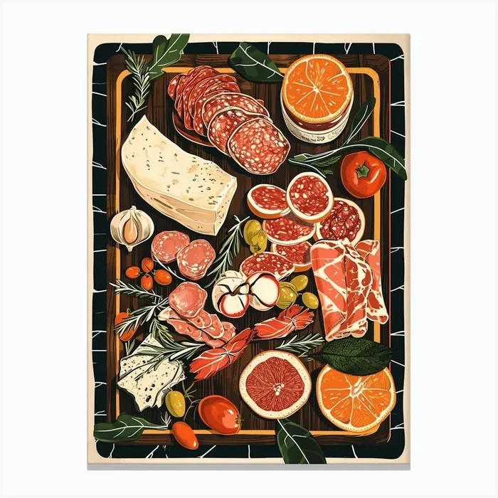 Charcuterie Board Art Deco Inspired 3 Canvas Print by Artful Appetite
