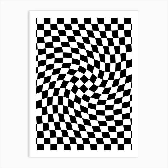 Checkerboard Black And White Twist Art Print by Galaxy Eyes