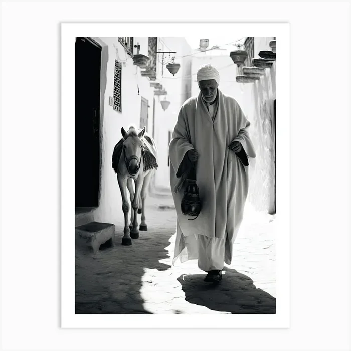 Chefchaouen, Morocco, Black And White Photography 4 Art Print by Monochrome Vistas