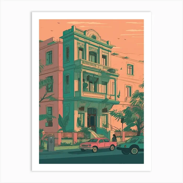 Chennai India Travel Illustration 4 Art Print by Fusion Designs