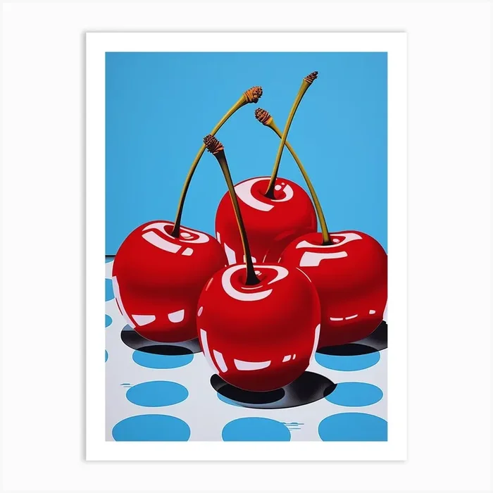 Cherries Checkerboard Inspired 1 Art Print by PopArt Pals