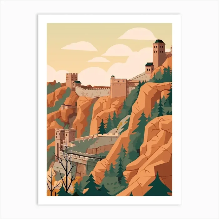 China 3 Travel Illustration Art Print by WanderWall Prints