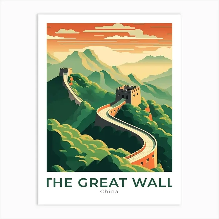 China The Great Wall Travel Art Print by Anwir