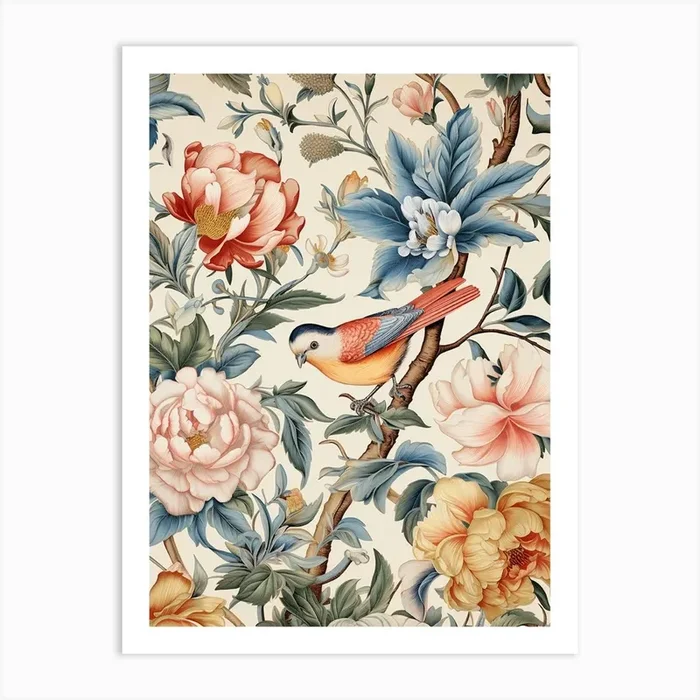 Chinese Floral Wallpaper Art PrintS by Shadesigns