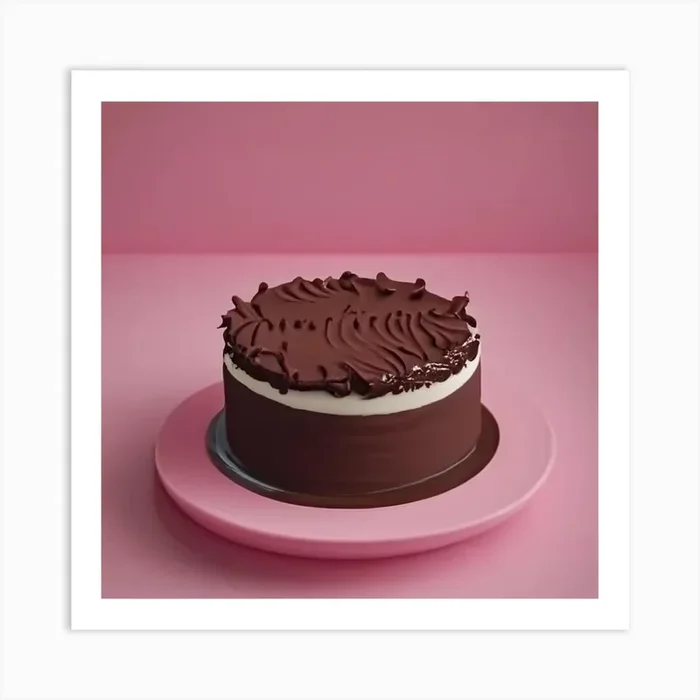 Chocolate Cake On Pink Plate Art Print by AleR2007