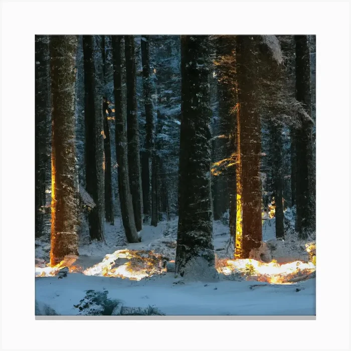 Christmas Lights In The Forest Canvas PrintA by artisisan
