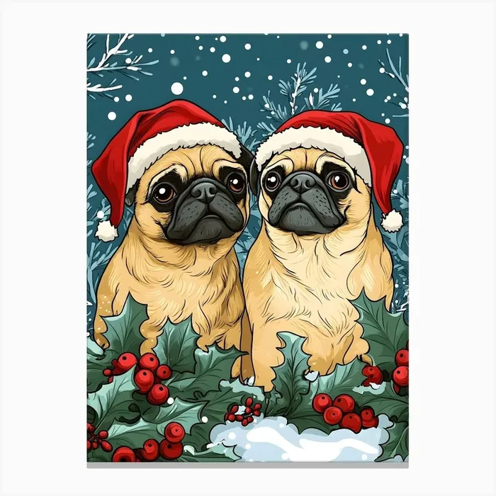 Christmas Pugs 9 Canvas PrintSC by S.K. Coghlan