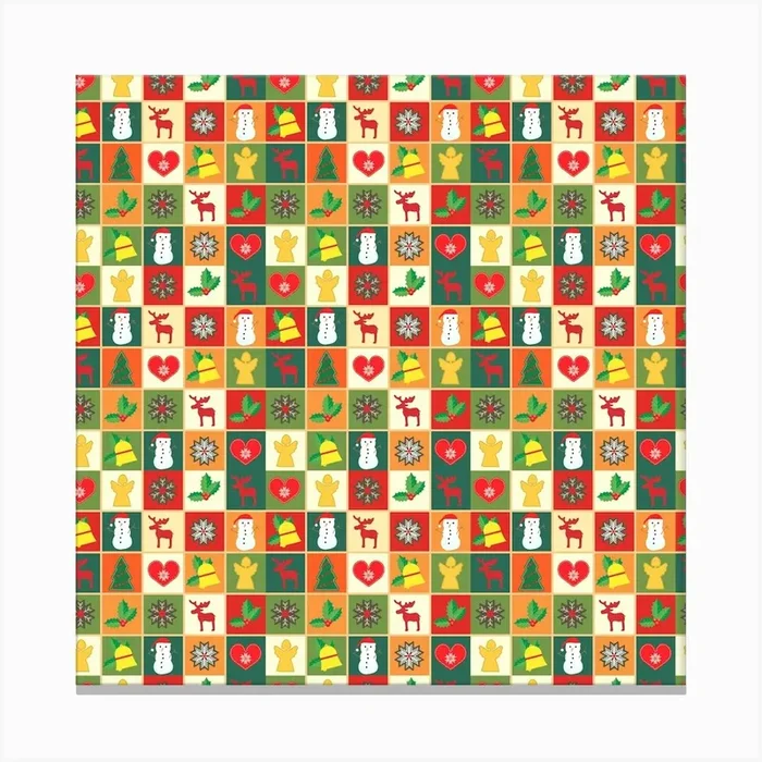 Christmas Seamless Pattern Canvas Print by Etnousta