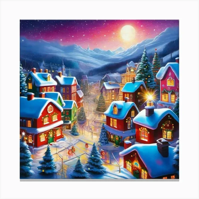 Christmas Village Canvas Print by ZCOGRAPHICS