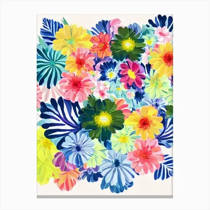 Chrysanthemums Modern Colourful Flower Canvas Print by The Artsy Florist
