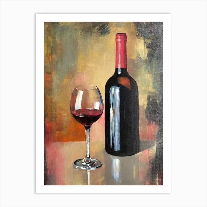 Cinsault Rosé 1 Oil Painting Cocktail Poster Art Print by The Cocktail Hour