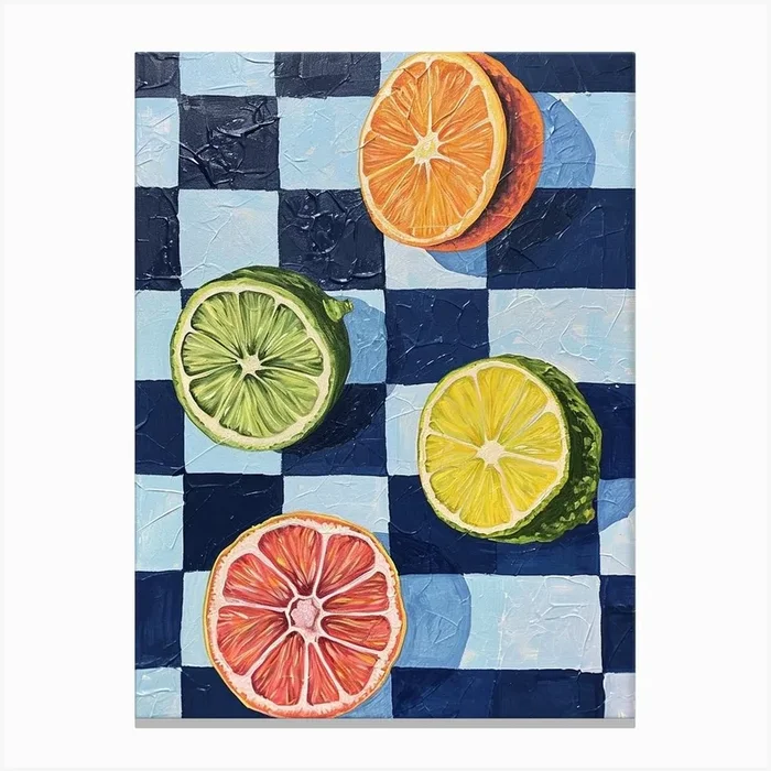 Citrus Fruit Checkerboard Canvas Print by Artful Appetite