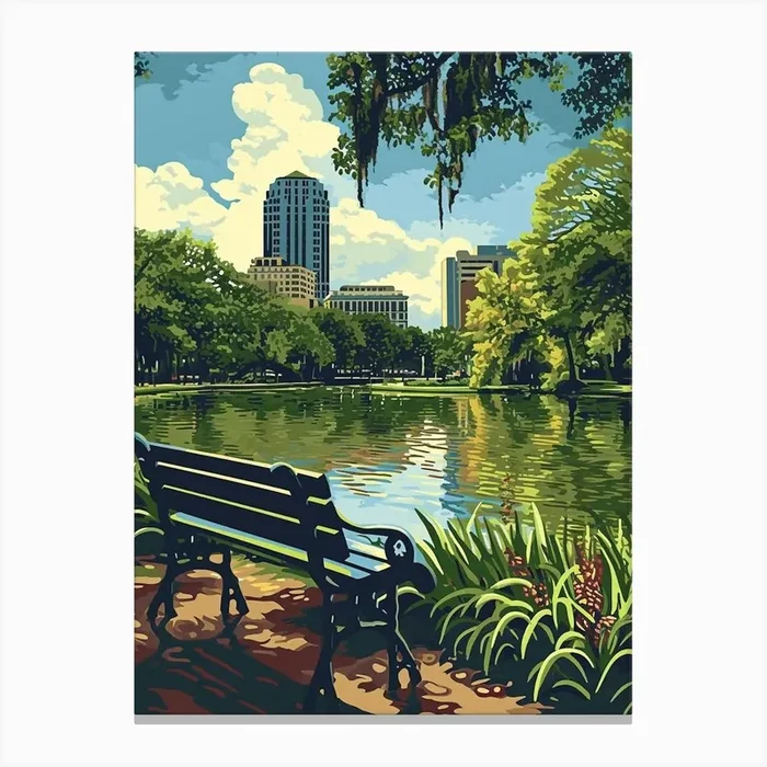 City Park Retro Pop Art 3 Canvas Print by PixelPerfect