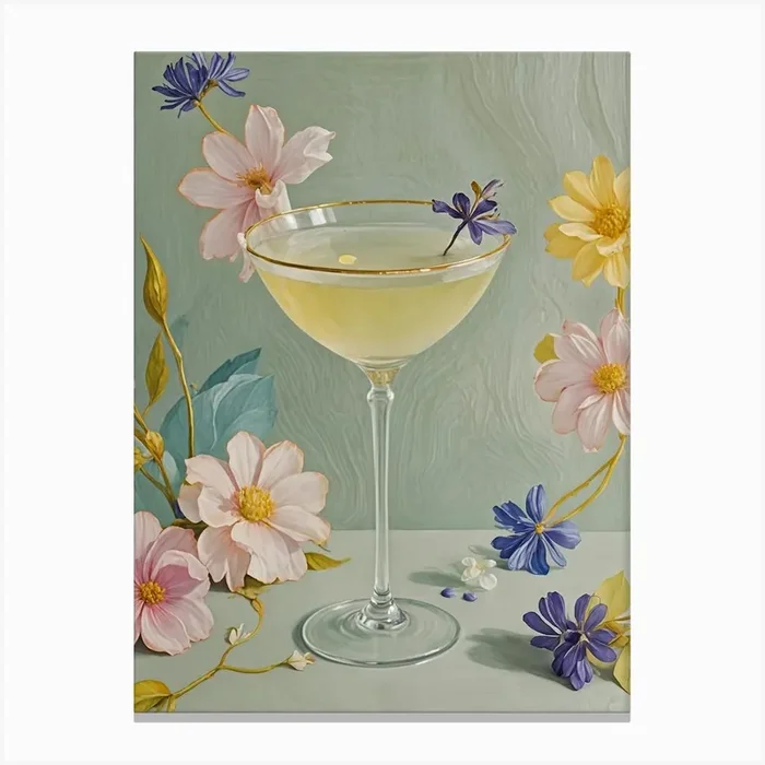 Cocktail With Flowers Canvas PrintDP by Daydream Pacific