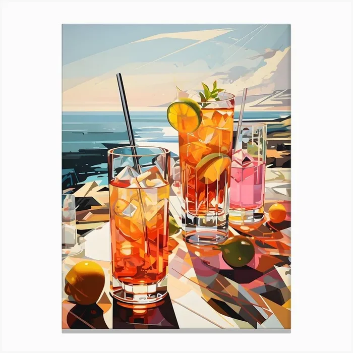 Cocktails at the Beach Canvas PrintSC by S.K. Coghlan