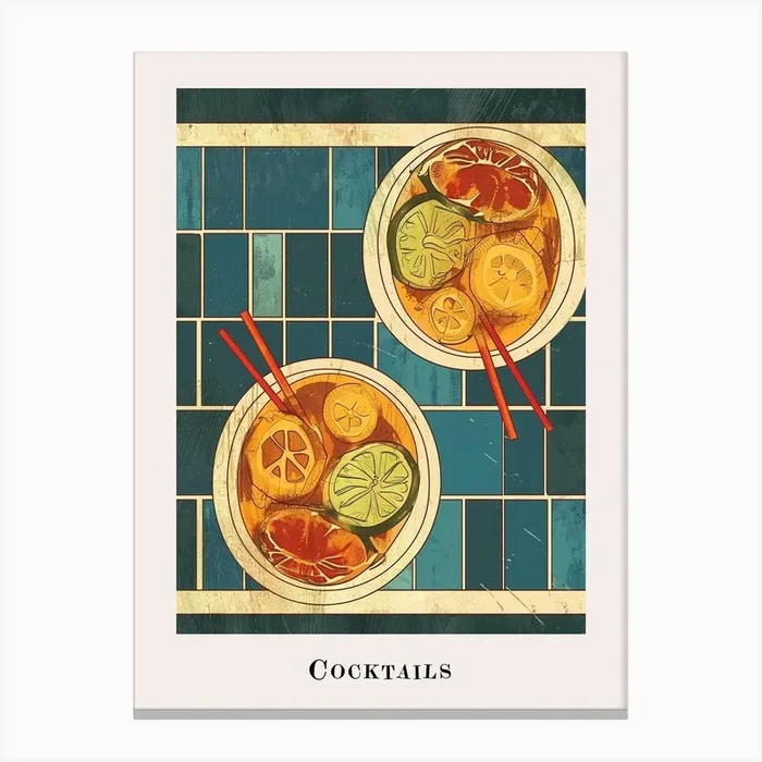 Cocktails Tiled Poster 2 Canvas Print by Artful Mixology