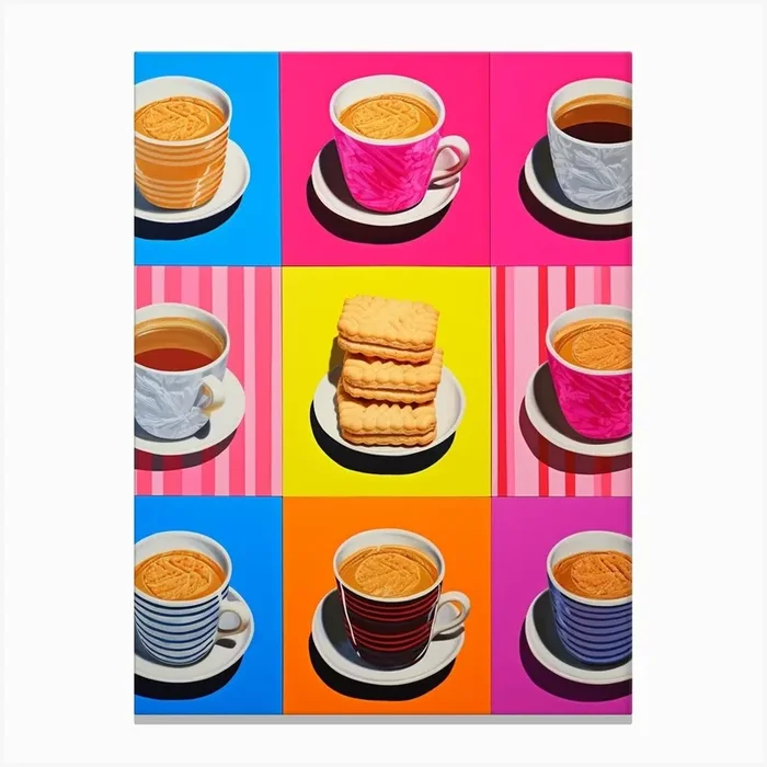 Coffee & Cookies Tile Effect Canvas Print by PopArt Pals