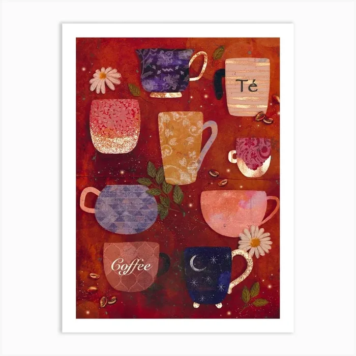Coffee And Tea Art Print by Olivia Bürki Design