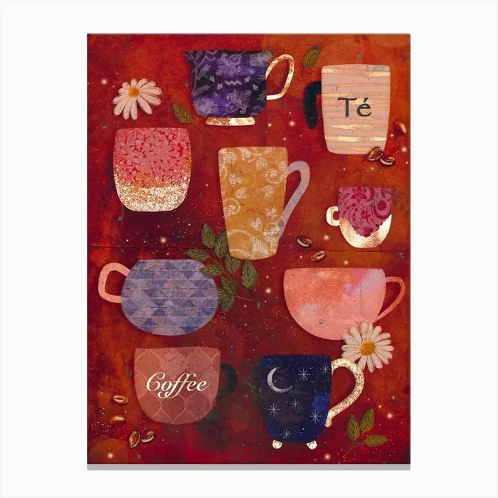 Coffee And Tea Canvas Print by Olivia Bürki Design