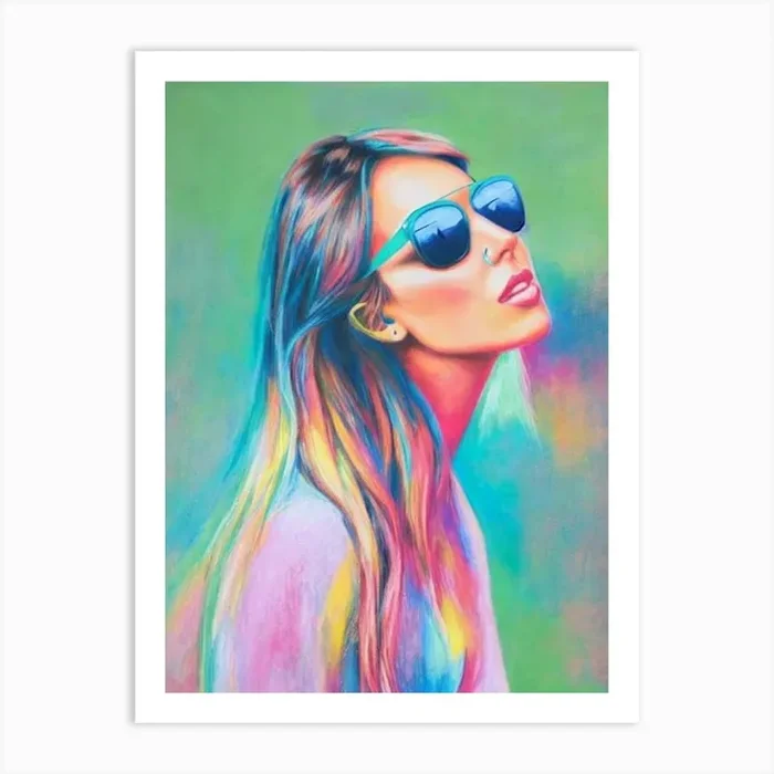 Colbie Caillat Colourful Illustration Art Print by The Music Lab