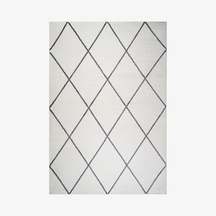 Cole Minimalist Diamond Trellis Area Rug – White / Gray by JONATHAN Y