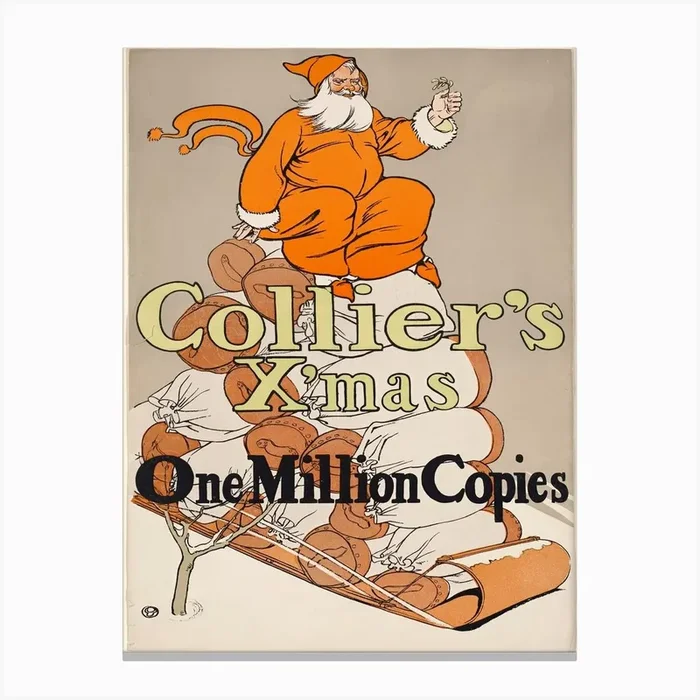 Collier’s X Mas, One Million Copies, Edward Penfield Canvas Print by Fy! Classic Art Prints and Posters