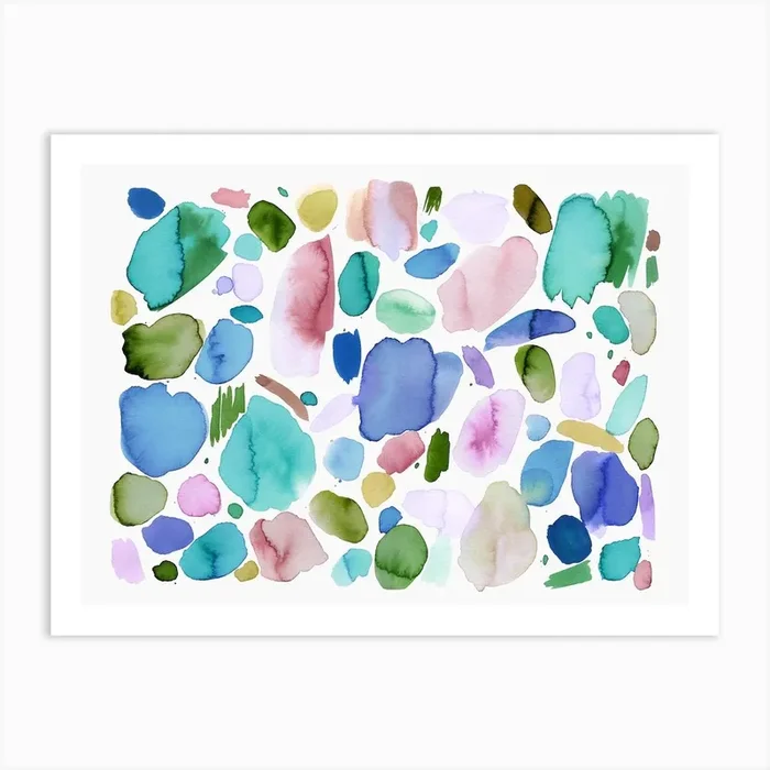 Color Joy Multicolored Blue Art Print by Ninola Design