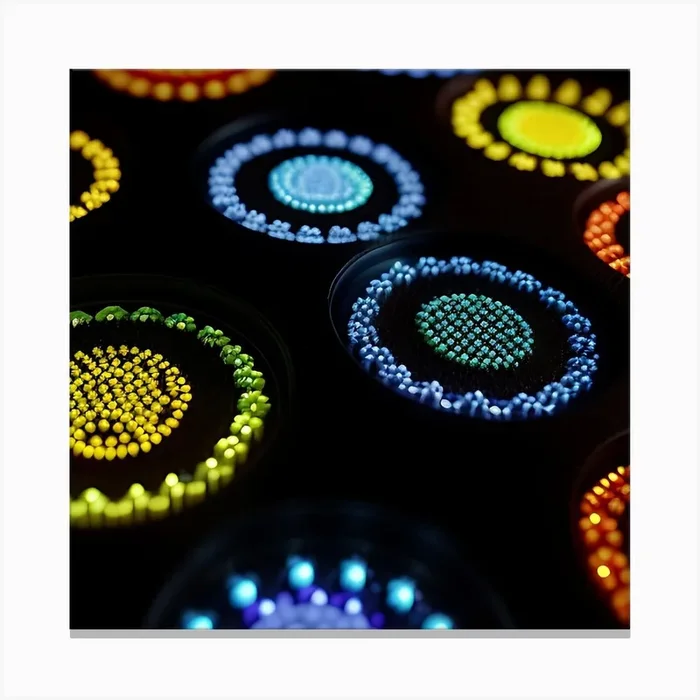 Colorful Circles On A Black Background Canvas Print by ZCOGRAPHICS