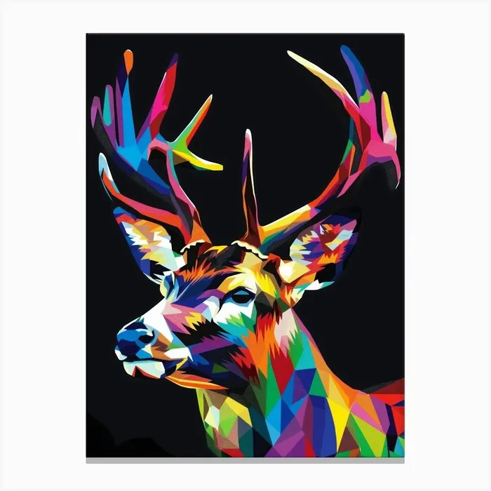 Colorful Deer 1 Canvas Print by Genio Art