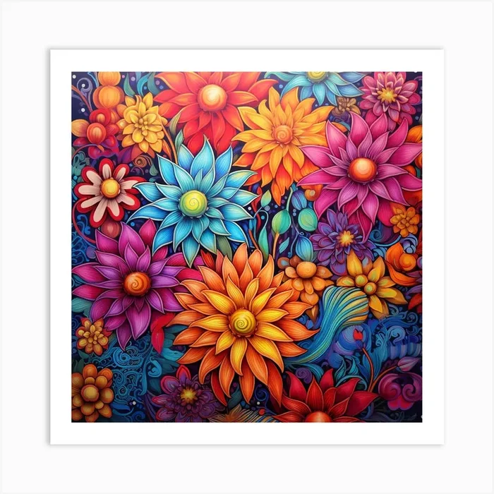 Colorful Flowers Art Print by PaigeDesigns