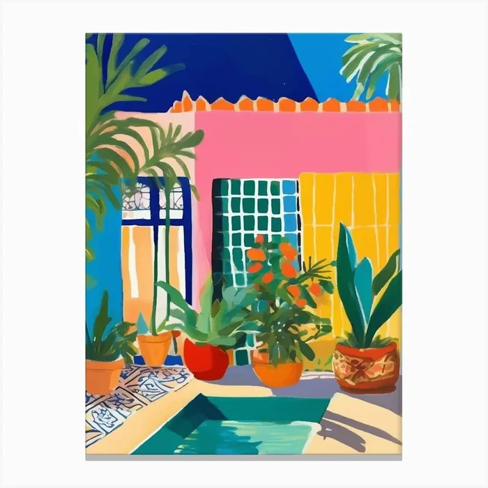 Colorful house with a pool Canvas Print by Palmito