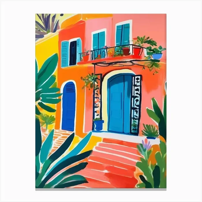 Colorful Mexican House In The Sun Canvas Print by Palmito