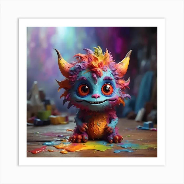 Colorful Monster 1 Art Print by Ishwar Creation