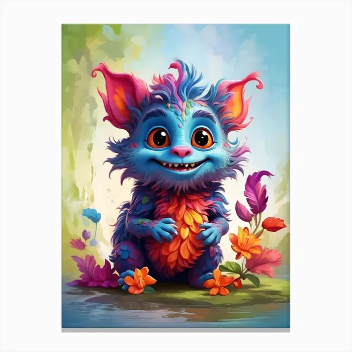 Colorful Troll 1 Canvas Print by Ishwar Creation