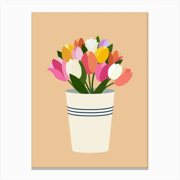 Colorful Tulips In A Vase Canvas PrintDR by Daily Regina Designs