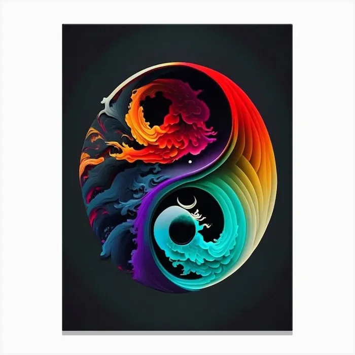 Colour 2, Yin and Yang Illustration Canvas PrintSE by Symbolic Expressions