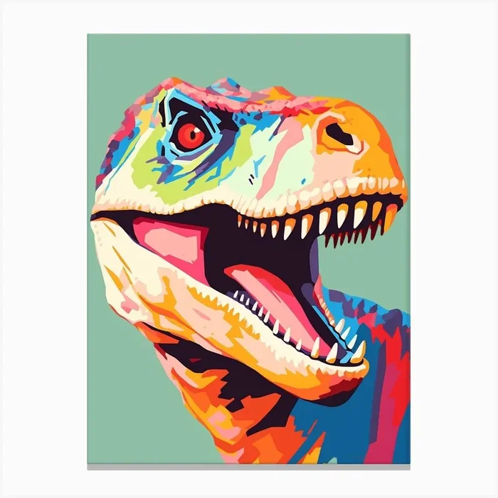 Colourful Dinosaur Allosaurus 2 Canvas Print by Scribble Studio