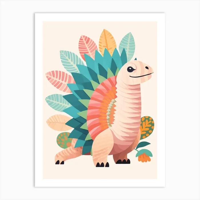 Colourful Dinosaur Dimetrodon 2 Art Print by Scribble Studio