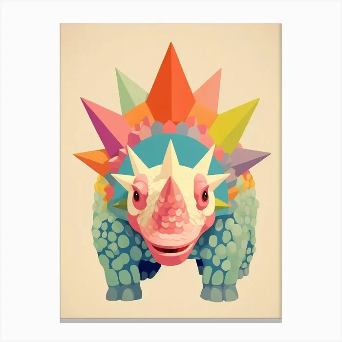 Colourful Dinosaur Pachyrhinosaurus 3 Canvas Print by Scribble Studio
