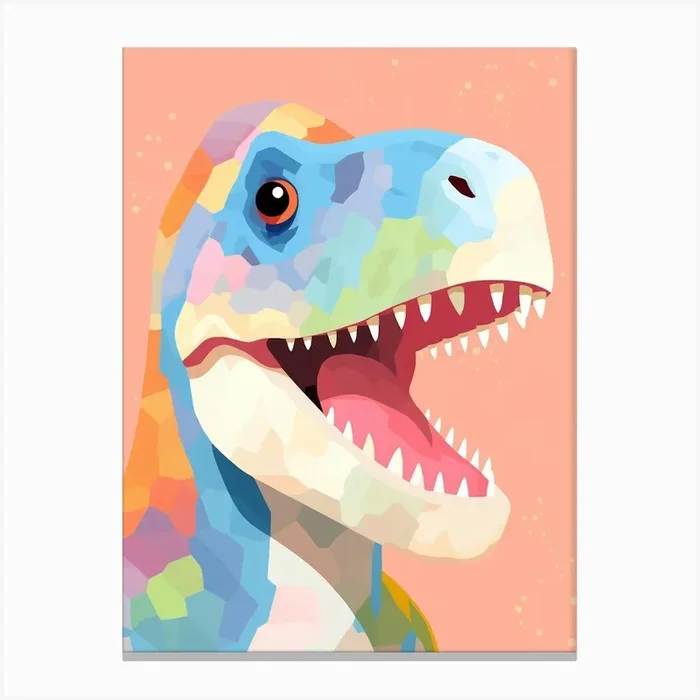 Colourful Dinosaur Tarbosaurus 2 Canvas Print by Scribble Studio