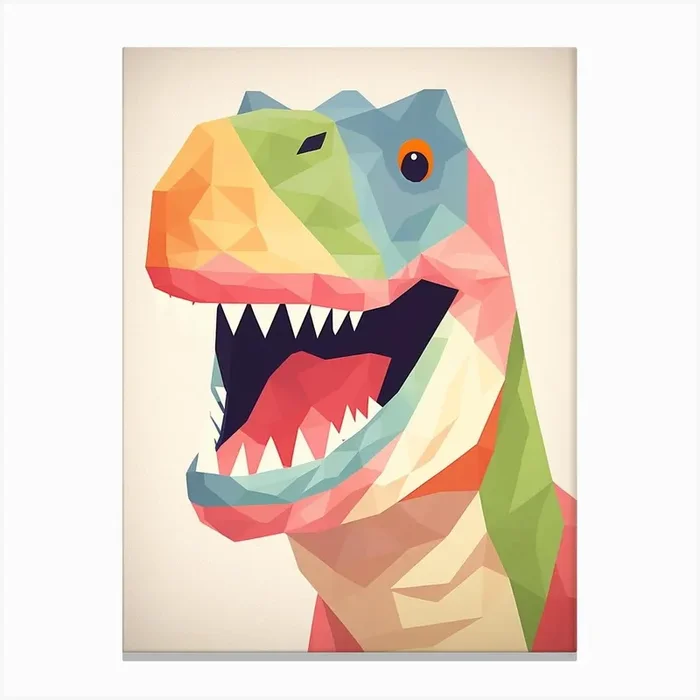 Colourful Dinosaur Tyrannosaurus 1 Canvas Print by Scribble Studio