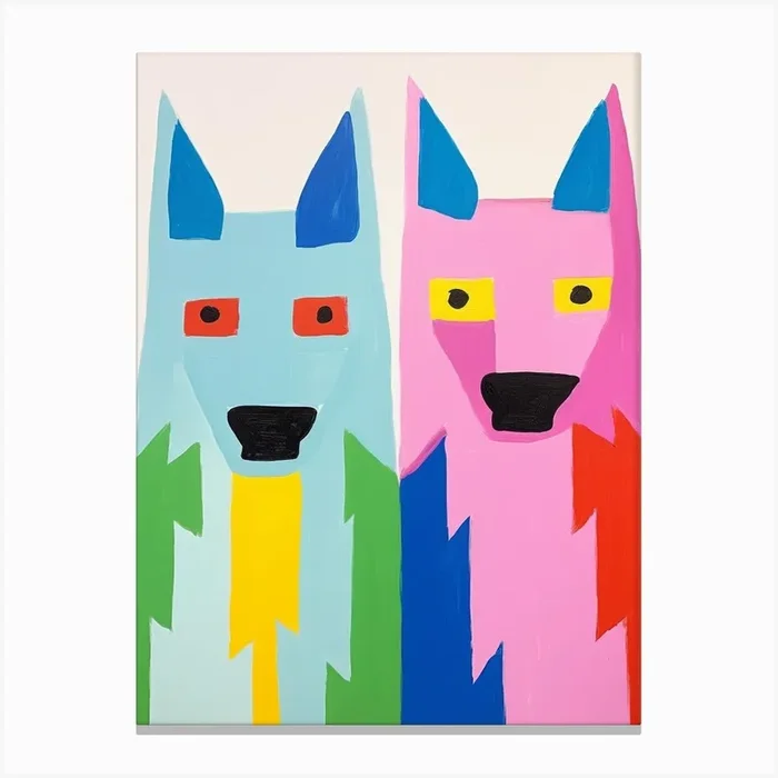 Colourful Kids Animal Art Arctic Wolf Canvas Print by Scribble Studio