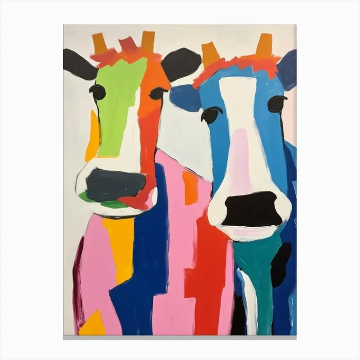 Colourful Kids Animal Art Cow 3 Canvas Print by Scribble Studio