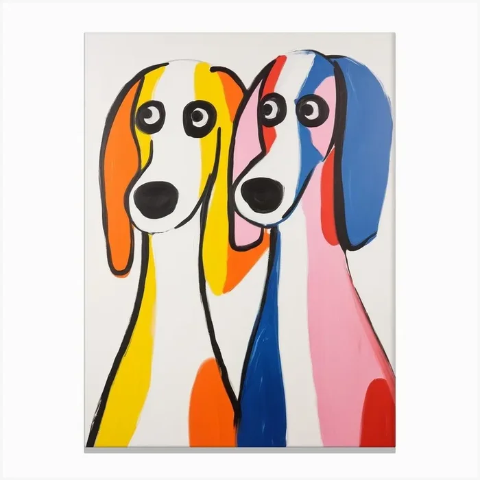 Colourful Kids Animal Art Dog 2 Canvas Print by Scribble Studio