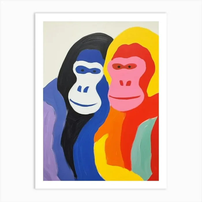 Colourful Kids Animal Art Gorilla 2 Art Print by Scribble Studio