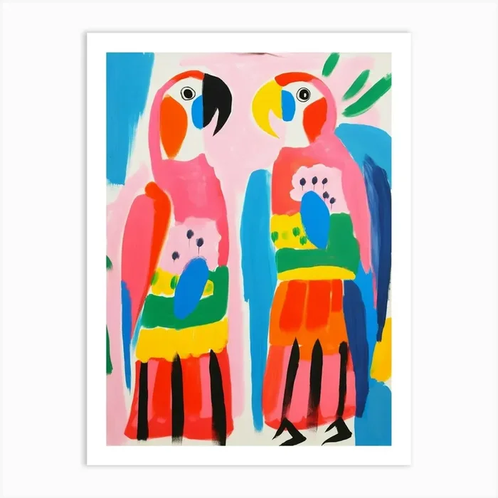 Colourful Kids Animal Art Macaw 3 Art Print by Scribble Studio