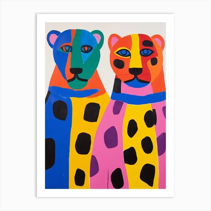 Colourful Kids Animal Art Panther 2 Art Print by Scribble Studio