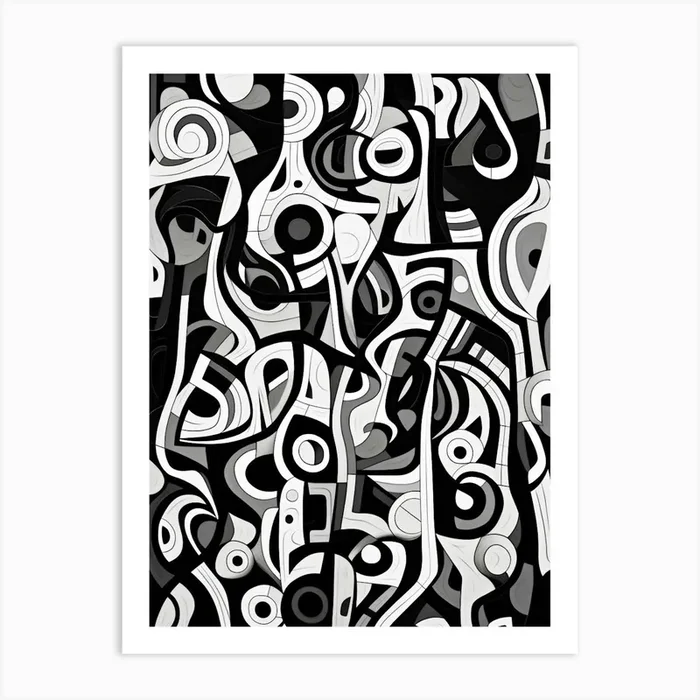 Complexity Abstract Black And White 2 Art Print by Abstract Art Expressions