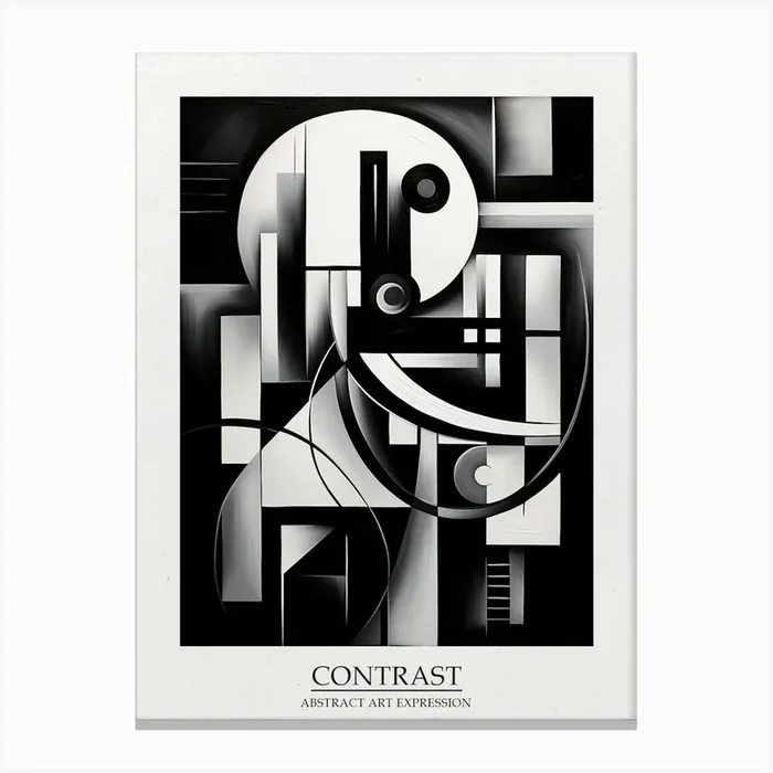 Contrast Abstract Black And White 7 Poster Canvas Print by Abstract Art Expressions